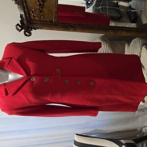 *EUC* J Crew Red Wool Topcoat FAB HOLIDAY READY!!